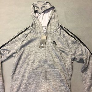 Adidas Zip up hoodie Boys size Large (14/16)) Gray Black